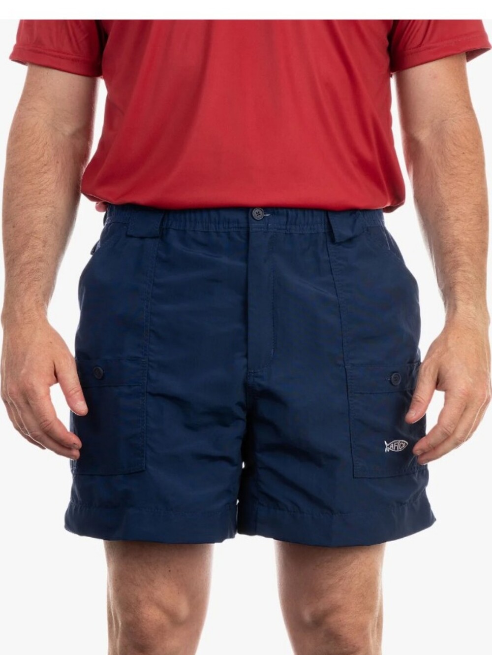 NWT AFTCO Fishing Short Navy Elastic Waistband w Pocket Logo sz 40